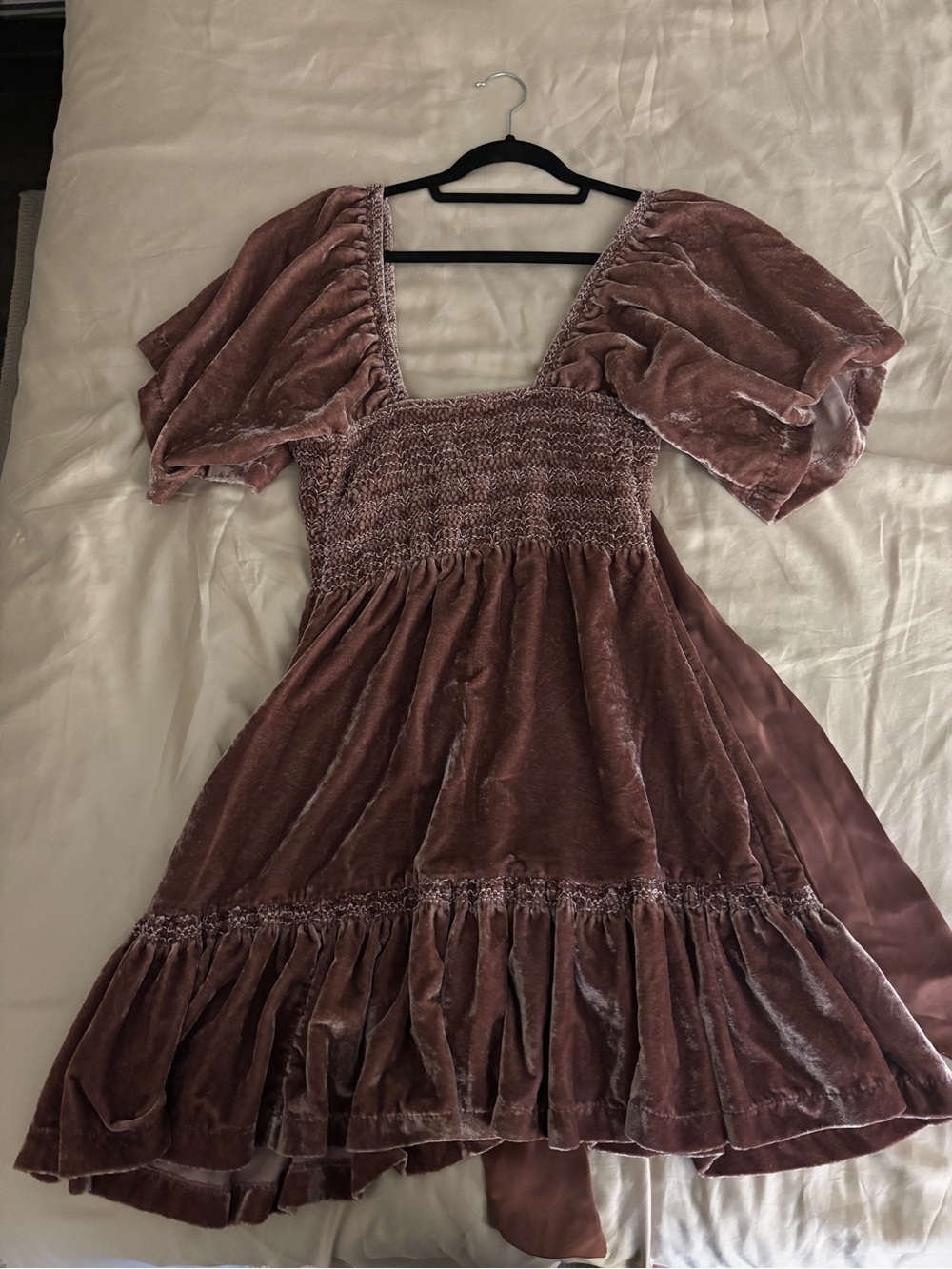 Free People Easy To Love Mini Dress in Dusty Rose Velvet - Picture 2 of 2